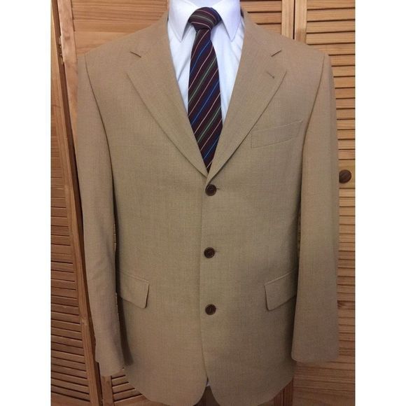 Hugo Boss Other - Hugo Boss Three Button Sport Coat Loro Piana TWISTER Beige Poseidon Style 42 R